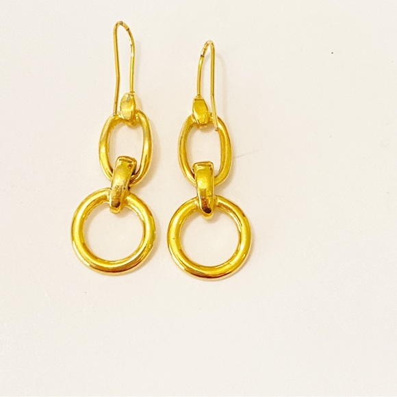 Vintage Earrings Dangle Drop Gold Tone Multi Loops Chain - Picture 4 of 7